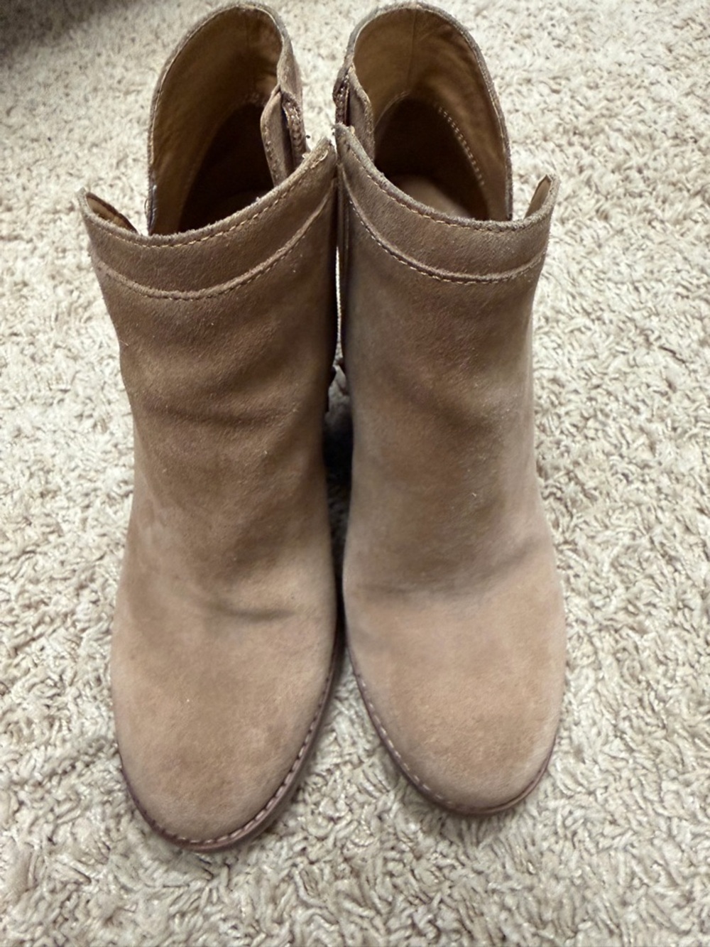 Lucky Brand Suede Ankle Booties in Taupe